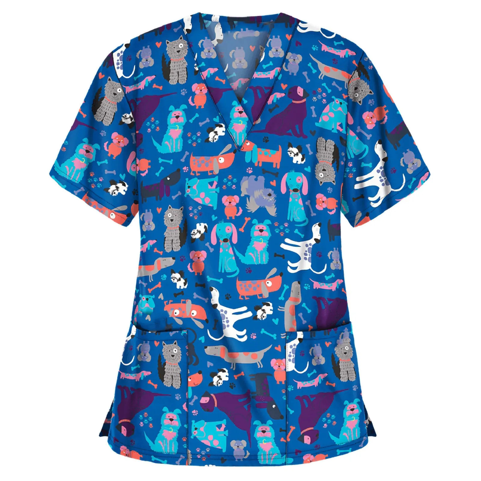Women Working Uniform Animal Print Cartoon Cat Dog Short Sleeve V-neck Tops Femme Blouse Nurse work wear Medical Uniforms
Women Working Uniform Animal Print Cartoon Cat Dog Short Sleeve V-neck Tops Femme Blouse Nurse work wear Medical Uniforms
