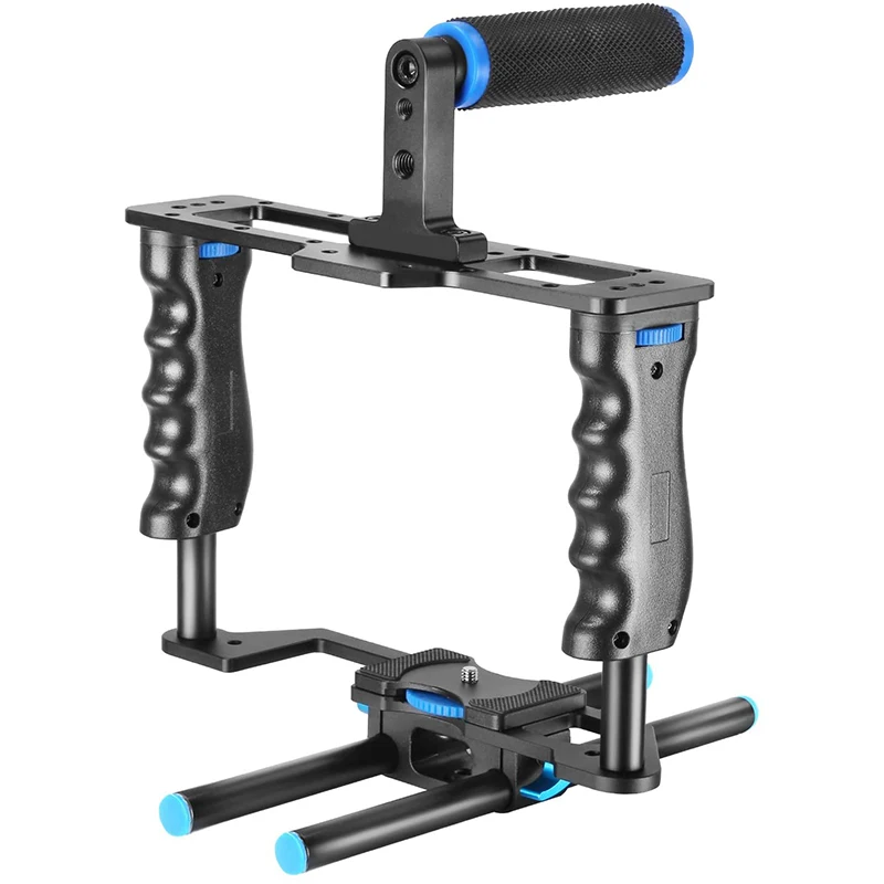 Aluminum Alloy Camera Video Cage Film Movie Making Kit Include:Video Cage,Top Handle Grip ,15mm Rod for DSLR Cameras
Aluminum Alloy Camera Video Cage Film Movie Making Kit Include:Video Cage,Top Handle Grip ,15mm Rod for DSLR Cameras