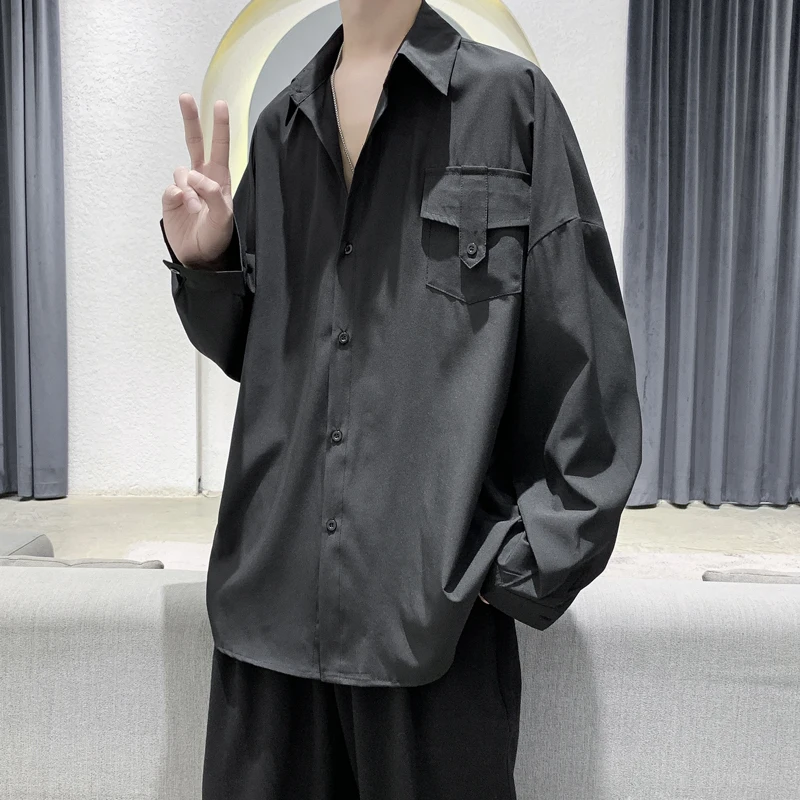 Korean Style Shirts Casual Loose Fashion Oversize Long Sleeve Black Button Up Shirt Chemise Homme Men's Clothing DB60SH
Korean Style Shirts Casual Loose Fashion Oversize Long Sleeve Black Button Up Shirt Chemise Homme Men's Clothing DB60SH