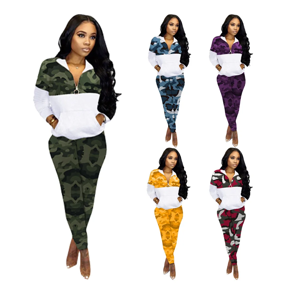 2021 Autumn and Winter Ladies New Casual Suit Female Camouflage Fashion Sports Suit Two-piece Zipper Collar Top Underwear Suit
2021 Autumn and Winter Ladies New Casual Suit Female Camouflage Fashion Sports Suit Two-piece Zipper Collar Top Underwear Suit
