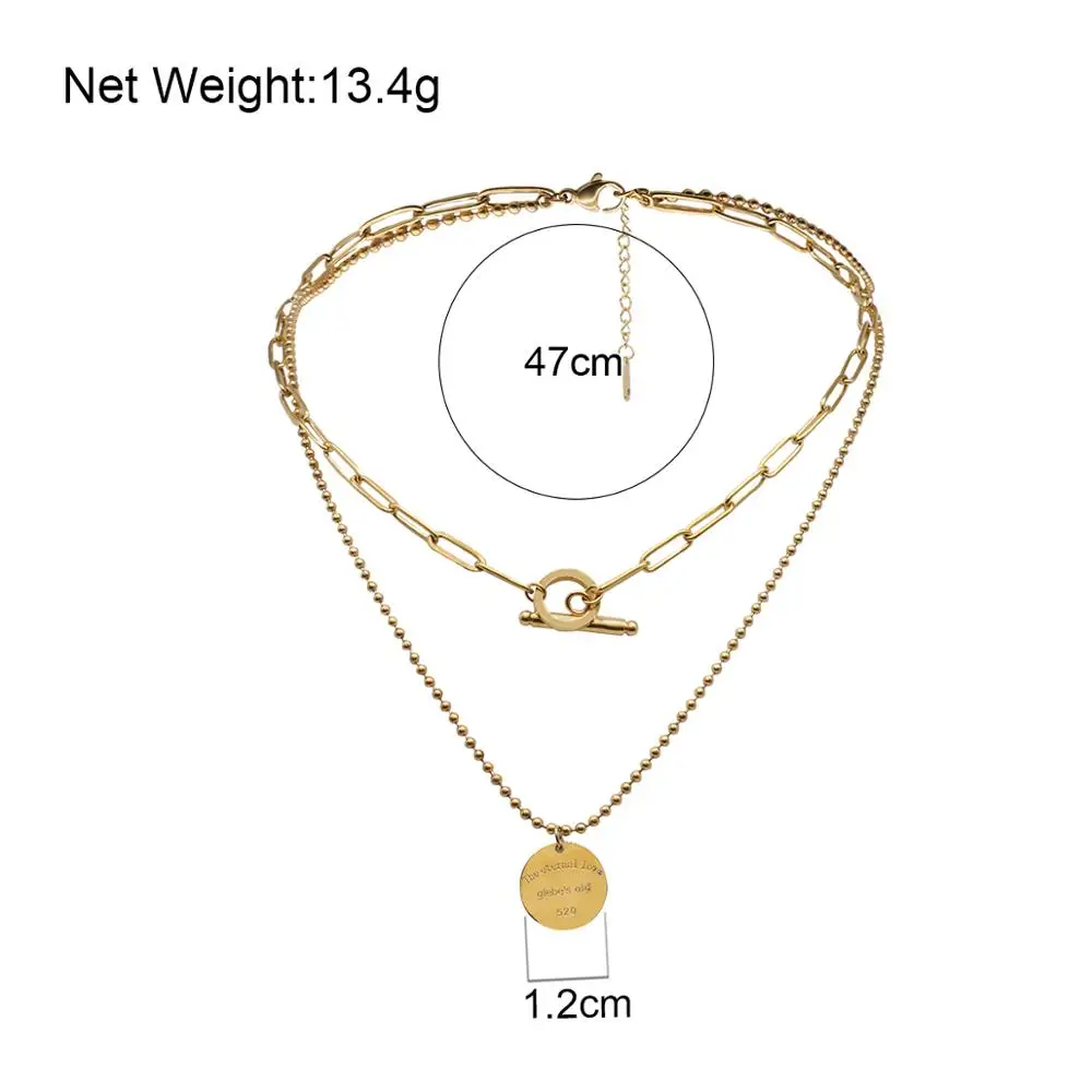 Lifefontier Trendy Multi-layer Necklace Round Engraved Pendant Stainless Steel Jewelry for Women Gold Color Necklace Couple Gift
Lifefontier Trendy Multi-layer Necklace Round Engraved Pendant Stainless Steel Jewelry for Women Gold Color Necklace Couple Gift