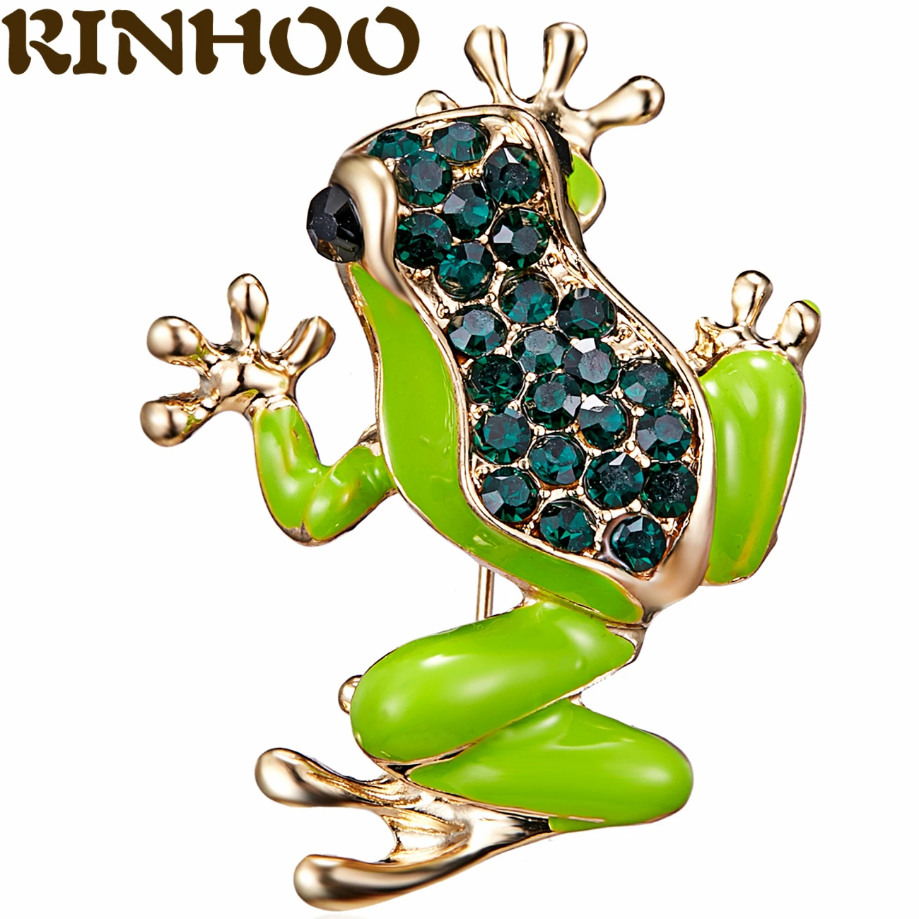 

RINHOO Green Crystal Frog Brooches for Women Green Color Animal Brooch Pin Luxury Vintage Jewelry Coat Accessories Bijouterie