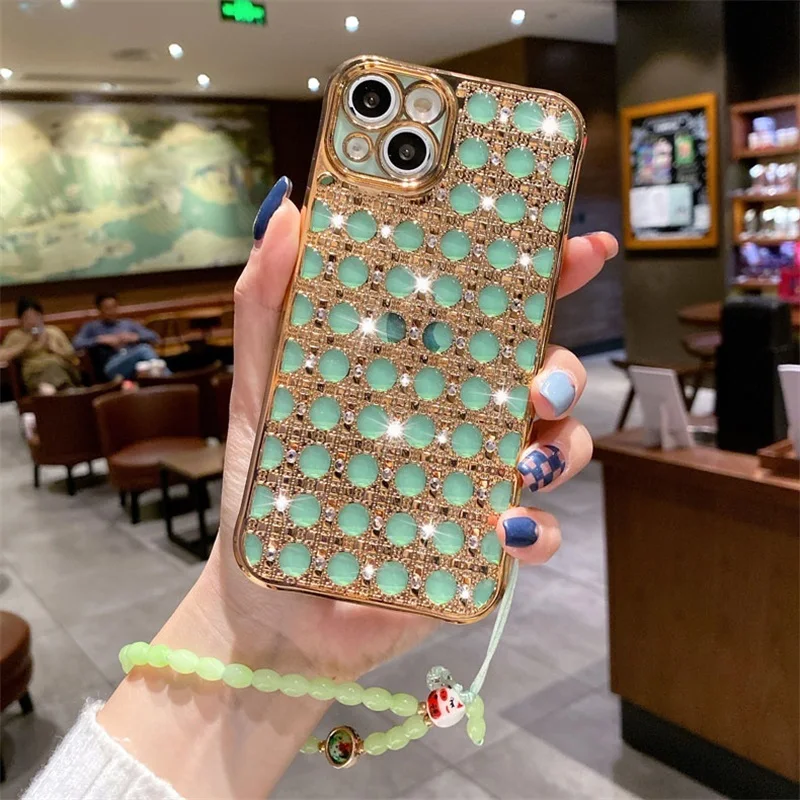 Luxury Plating 3D Diamond agate Wrist Chain Phone Case For Iphone 13 12 11 Pro Max 7Plus XS Lens Protection Anti-fall Soft Cover
Luxury Plating 3D Diamond agate Wrist Chain Phone Case For Iphone 13 12 11 Pro Max 7Plus XS Lens Protection Anti-fall Soft Cover