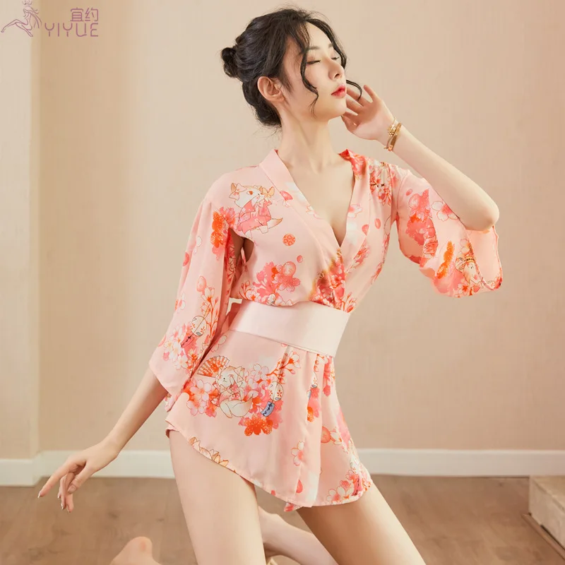 Sexy Underwear New Japanese-Style Printed Kimono Sexy Hot Suit Temptation Cardigan Chiffon Nightdress
Sexy Underwear New Japanese-Style Printed Kimono Sexy Hot Suit Temptation Cardigan Chiffon Nightdress