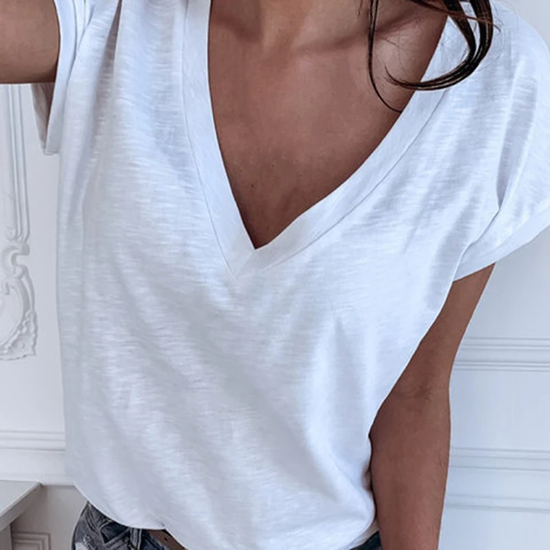White Summer T Shirt Women Casual Womens Tee Shirts V-neck T shirt 2XL Short Sleeve T-shirt Ladies Women Clothings
White Summer T Shirt Women Casual Womens Tee Shirts V-neck T shirt 2XL Short Sleeve T-shirt Ladies Women Clothings