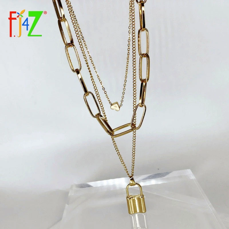 F.J4Z New Women's Necklace Fashion Punk Golden Layed False Collar Necklace Heart & Lock Pendant Sweater Chain Gifts Dropship
F.J4Z New Women's Necklace Fashion Punk Golden Layed False Collar Necklace Heart & Lock Pendant Sweater Chain Gifts Dropship