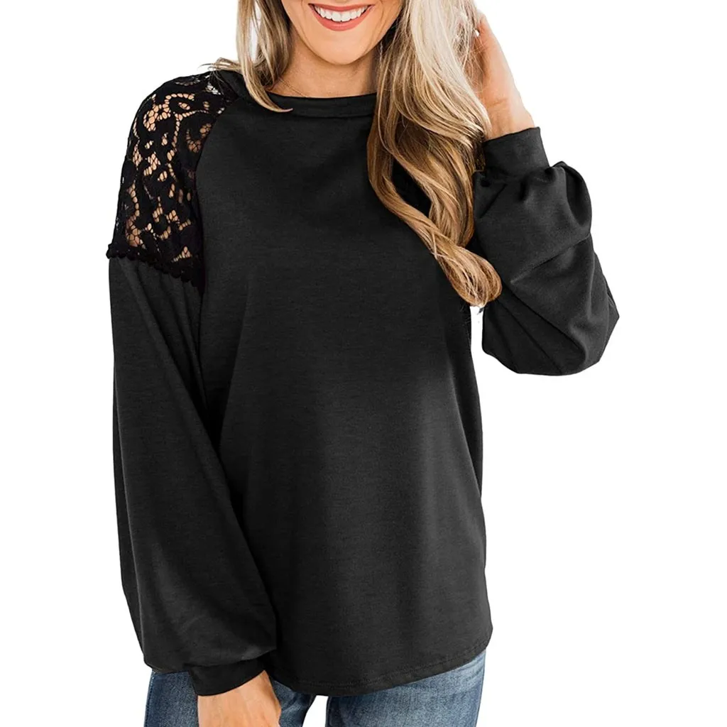 Fashion Women's Lace Raglan Top Long Sleeve Crewneck Loose Elegant Pullove Shirt sweaters dropshipping
Fashion Women's Lace Raglan Top Long Sleeve Crewneck Loose Elegant Pullove Shirt sweaters dropshipping