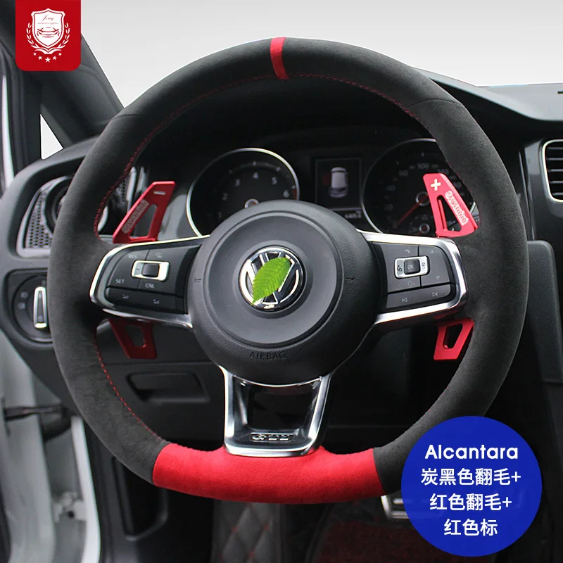 Real Alcantara steering wheel cover for VW Sciricco Sagitar Santana polo Golf R CC Tiguan suede Grip Cover car accessories
Real Alcantara steering wheel cover for VW Sciricco Sagitar Santana polo Golf R CC Tiguan suede Grip Cover car accessories
