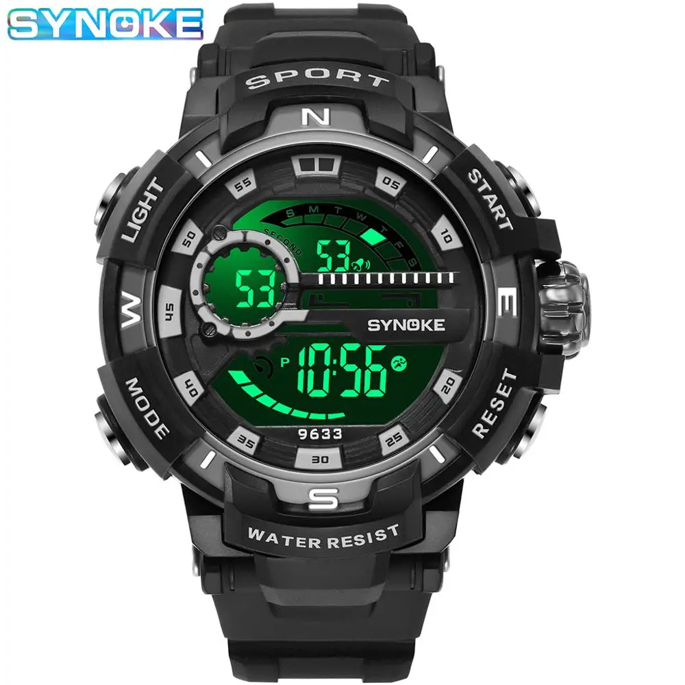 

Роскошные часы SYNOKE, мужские 2020 водонепроницаемые военные цифровые наручные часы, светодиодные спортивные часы, мужские часы, мужские часы