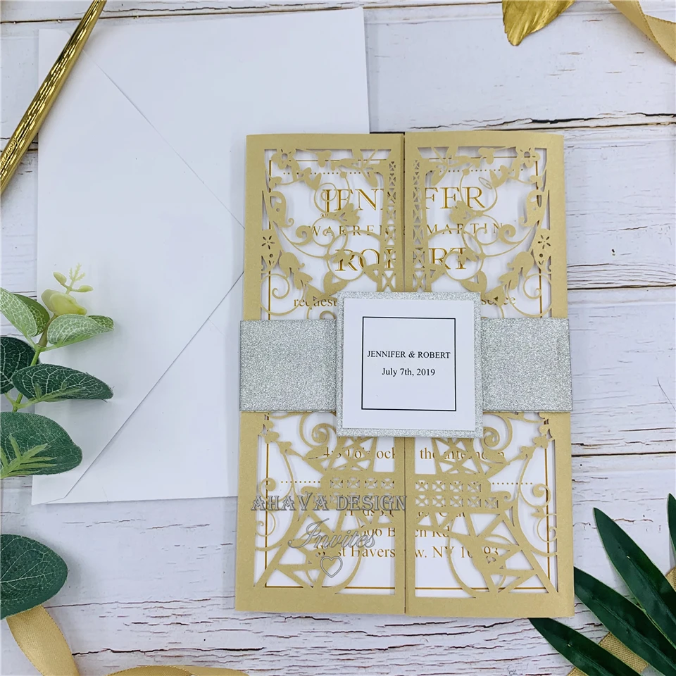 Золотая Парижская Quinceanera, лазерная вырезка, с блестящей серебряной лентой для живота, приглашение на свадьбу, 15-й день рождения, Sweet16
Золотая Парижская Quinceanera, лазерная вырезка, с блестящей серебряной лентой для живота, приглашение на свадьбу, 15-й день рождения, Sweet16