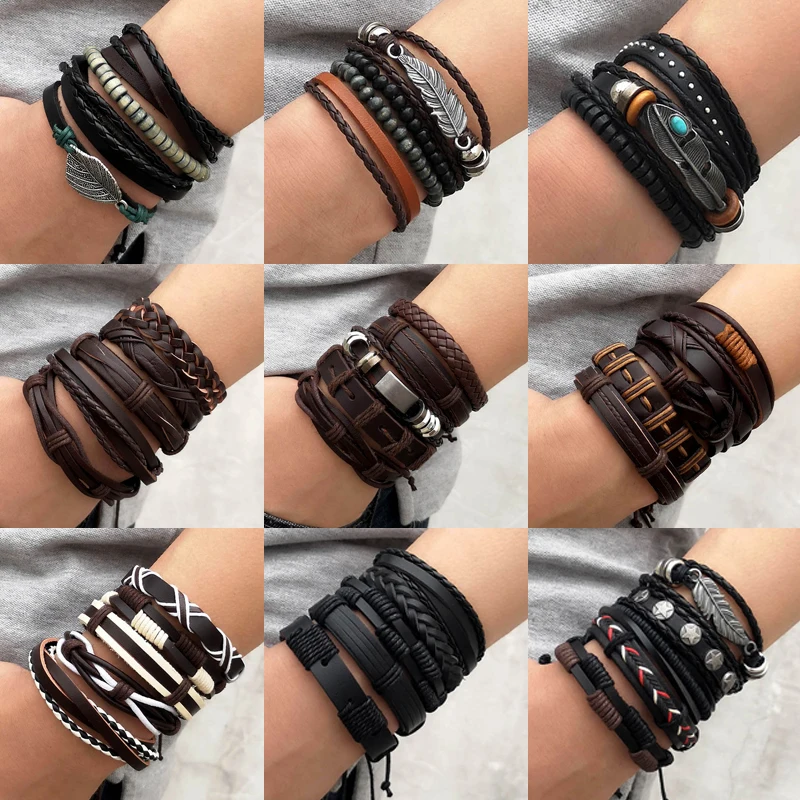 Vintage Leaf Pendant Rice Beads Adjustable Rope Chain Bracelet Punk Braided Wrap Wristbands For Men Fashion Jewelry
Vintage Leaf Pendant Rice Beads Adjustable Rope Chain Bracelet Punk Braided Wrap Wristbands For Men Fashion Jewelry