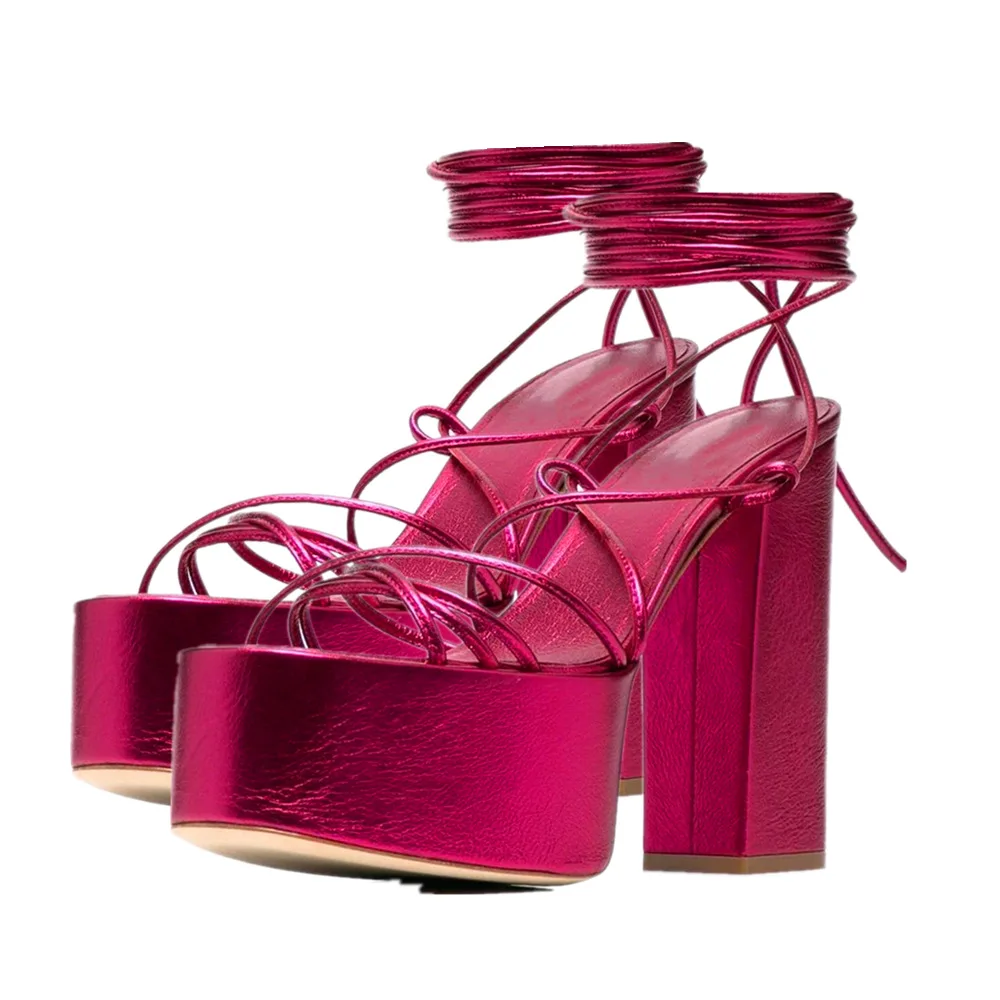 Women Chunky High Heels Lace-up Sandals Sexy Platform Round Toe Evening Party Shoes Ankle Strap Ball Summer Lady Sandals E-SL-1
Women Chunky High Heels Lace-up Sandals Sexy Platform Round Toe Evening Party Shoes Ankle Strap Ball Summer Lady Sandals E-SL-1