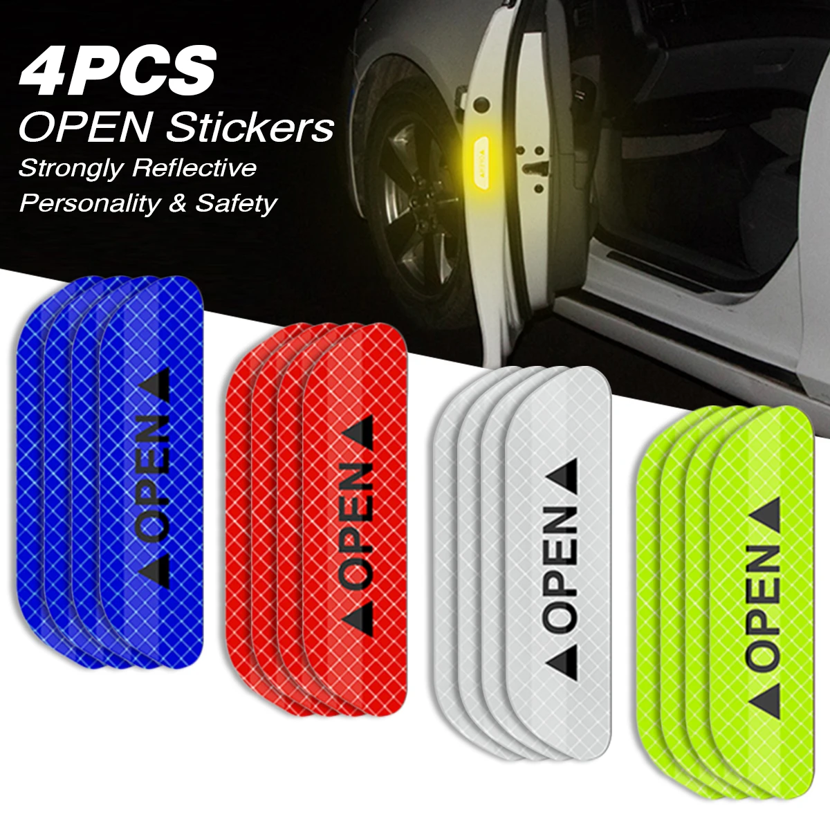 4Pcs Car Door Stickers Open Reflective Strips Tape Warning Mark Auto Decals Fluorescent Stickers Motorcycle Bike Helmet Sticker
4Pcs Car Door Stickers Open Reflective Strips Tape Warning Mark Auto Decals Fluorescent Stickers Motorcycle Bike Helmet Sticker