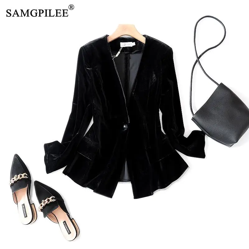 Women Suit Jackets And Blazers Full Sleeve Solid Single Button Jacket Women Autumn Winter V-neck Casual Blazer Femme 4XL
Women Suit Jackets And Blazers Full Sleeve Solid Single Button Jacket Women Autumn Winter V-neck Casual Blazer Femme 4XL