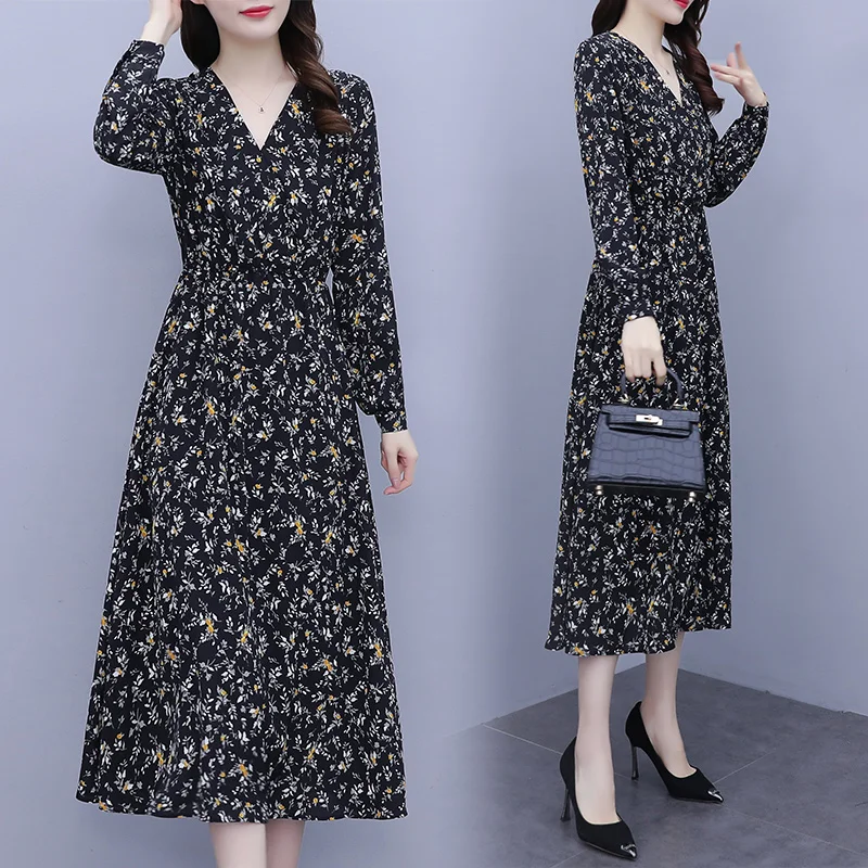 Womens V-Neck Long Sleeve Shirt Dress Fashion Floral Autumn Party Slim Casual Loose Robe Blouses Blusas Dresses For 100KG Woman
Womens V-Neck Long Sleeve Shirt Dress Fashion Floral Autumn Party Slim Casual Loose Robe Blouses Blusas Dresses For 100KG Woman