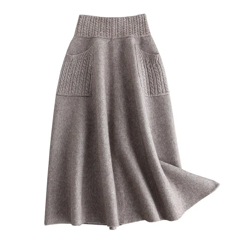 Sherhure 2019 High Waist Women Winter Wool Knitting Long Skirts Faldas Jupe Femme Saia Vintage Women Black Skirt With Pocket
Sherhure 2019 High Waist Women Winter Wool Knitting Long Skirts Faldas Jupe Femme Saia Vintage Women Black Skirt With Pocket