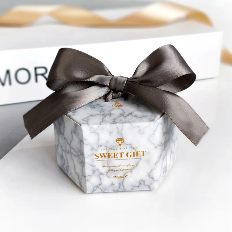 

Новая европейская шестиугольная коробка для конфет, свадебные сувениры, бумажные подарочные коробки с лентой, подарок на день рождения ребенка, сумка, товары для вечерние