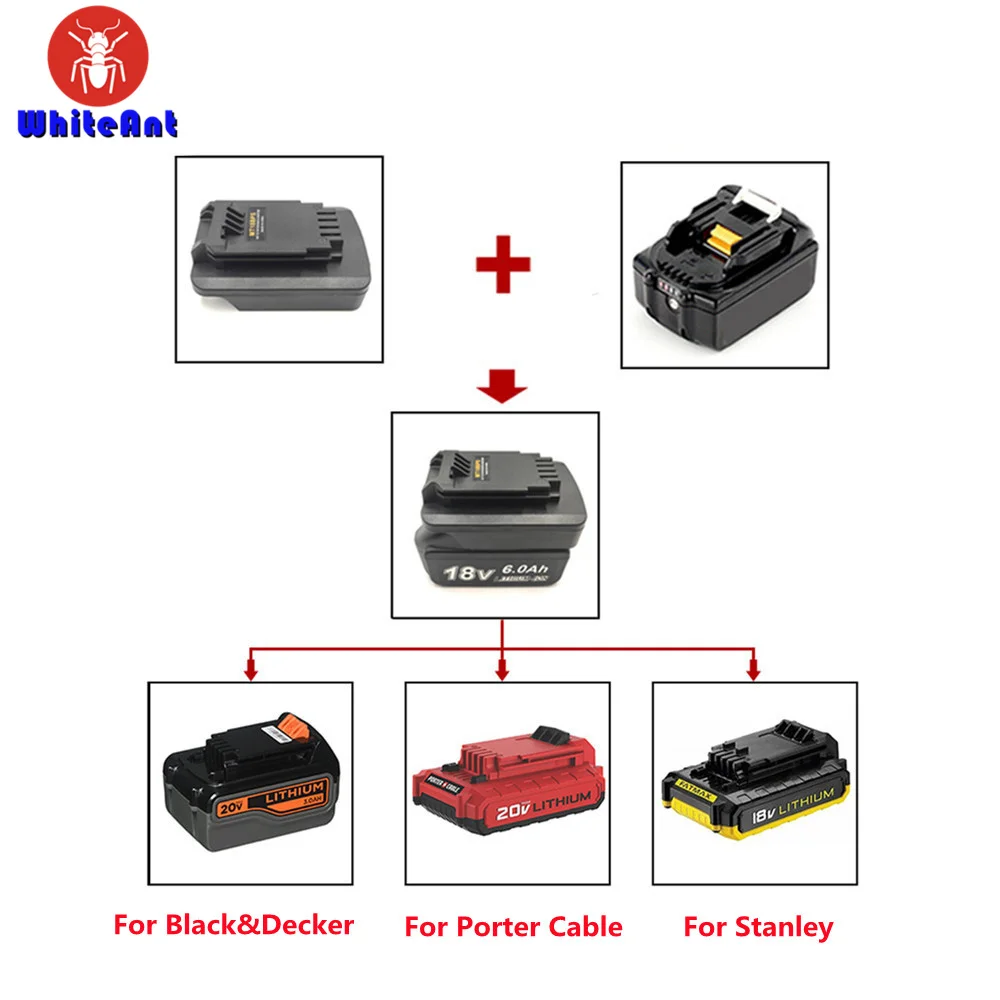 Battery Adapter For Makita 18V Lithium Battery Converted To For Black & Decker Porter Cable Stanley 18V 20V Battery Tool Convert 
Battery Adapter For Makita 18V Lithium Battery Converted To For Black & Decker Porter Cable Stanley 18V 20V Battery Tool Convert