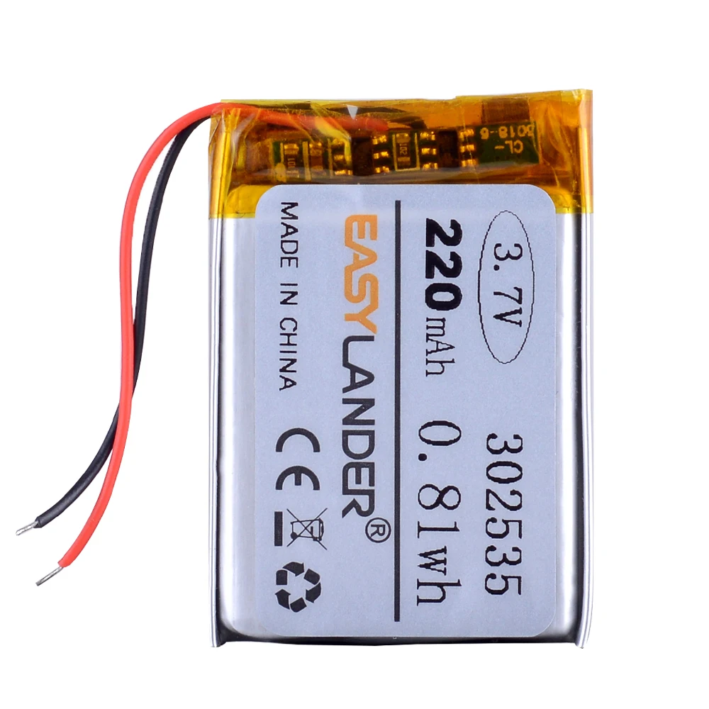 302535 3,7 V 220mAh литий-полимерный литий-ионный аккумулятор для neoline video recorder
302535 3,7 V 220mAh литий-полимерный литий-ионный аккумулятор для neoline video recorder