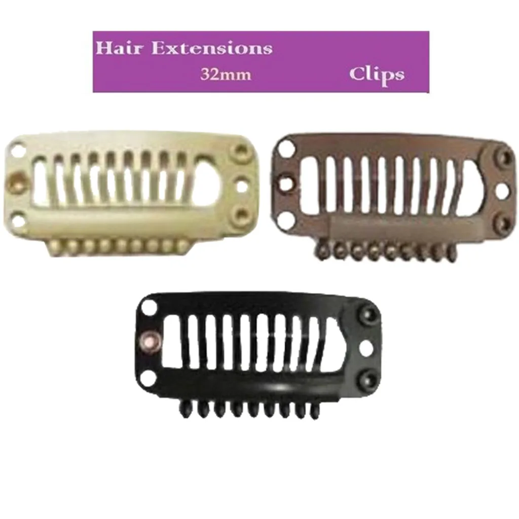 10/20 pcs Hair Extension Snap Clips Weft Wig Grips Clip In 32mm U-Shape | Шиньоны и парики