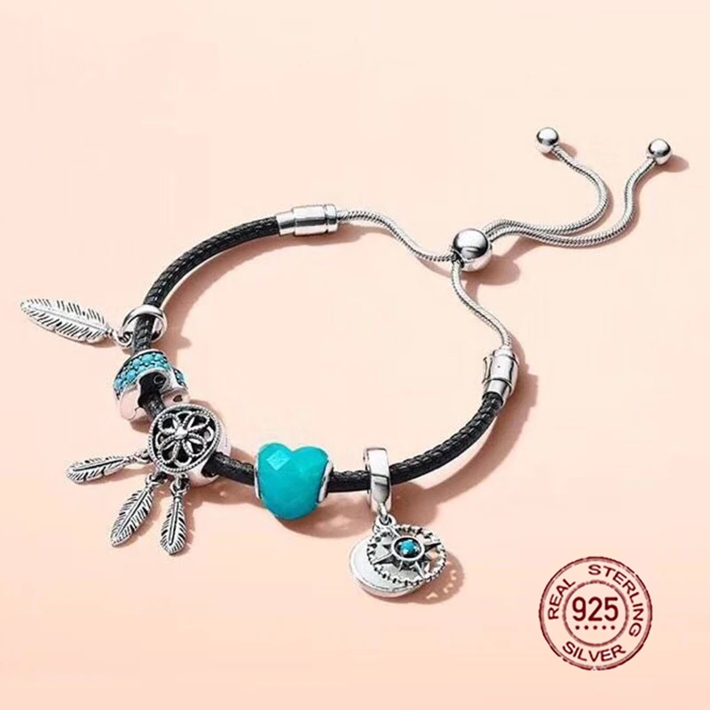 NEW 2018 New Hot Sale 925 sterling silver Black Leather Bracelet Gift Set For Women Adjustable Bracelet Charm DIY Jewelry
NEW 2018 New Hot Sale 925 sterling silver Black Leather Bracelet Gift Set For Women Adjustable Bracelet Charm DIY Jewelry