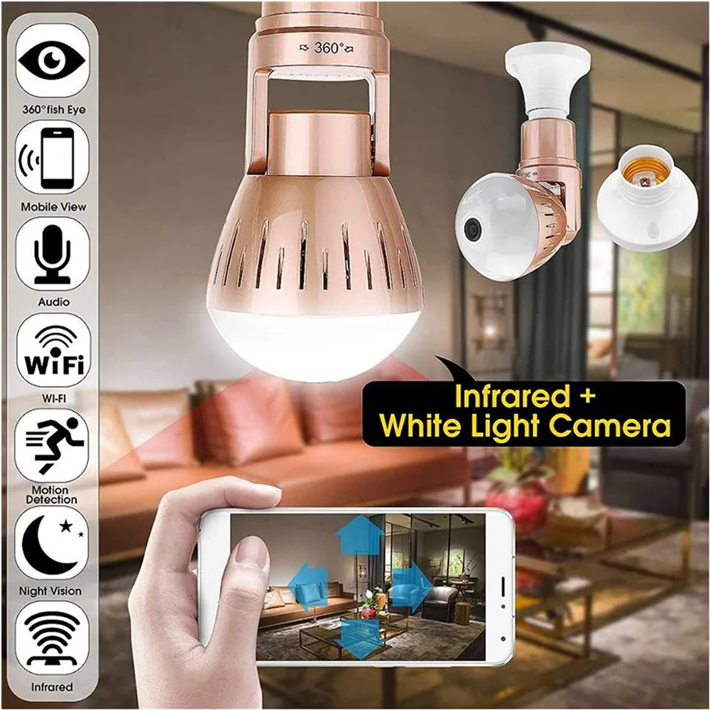Bulb Camera 360 Panoramic Wifi Camera E27 Light Bulb HD 1080P Security IP Camera VR camera Bulb Camera Bulb Camera
Bulb Camera 360 Panoramic Wifi Camera E27 Light Bulb HD 1080P Security IP Camera VR camera Bulb Camera Bulb Camera