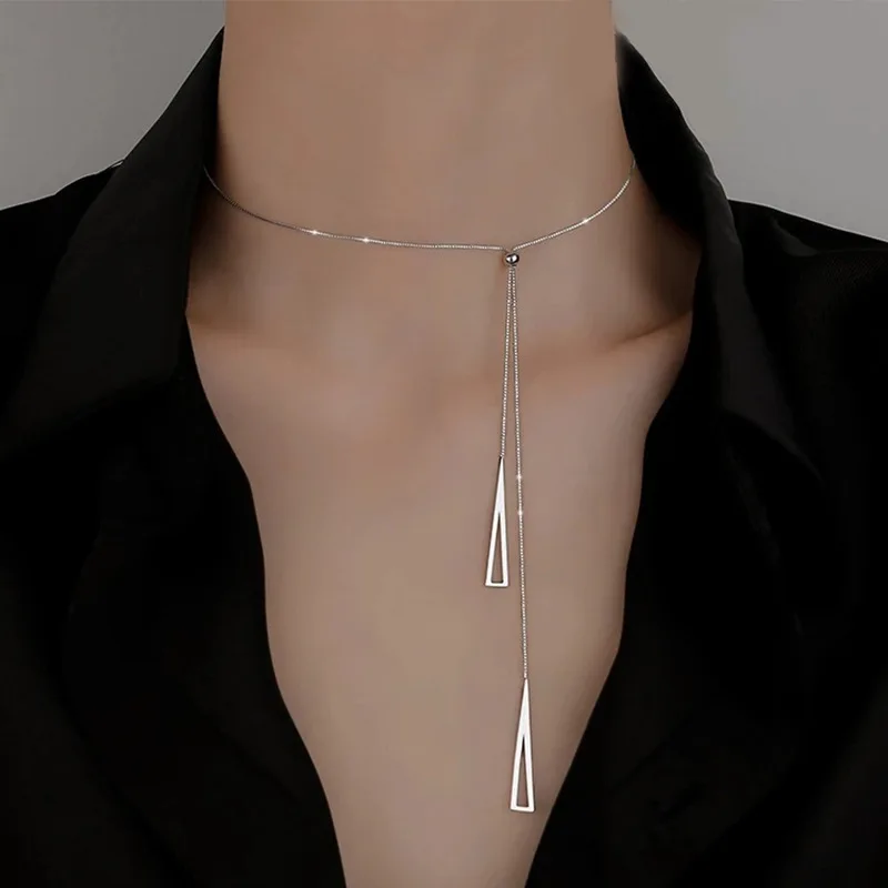 Stainless Steel Triangular Pendant Necklaces for Women Fashion Korean Adjustable Geometric Tassel Sweater Chain Jewelry
Stainless Steel Triangular Pendant Necklaces for Women Fashion Korean Adjustable Geometric Tassel Sweater Chain Jewelry