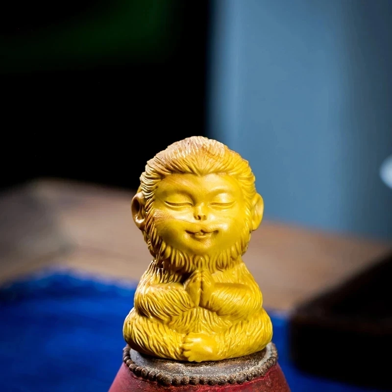 

Скульптура Sun Wukong из бокса 6 см, животное, резьба, Маленькая обезьяна, король, медитация, деревянная статуя Будды, домашний декор