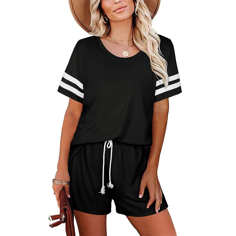 Women Striped Short Sleeve T-Shirt + Short Pants Summer Tracksuit 2 Piece Set Casual Sportwear 2 Pcs Outfits
Women Striped Short Sleeve T-Shirt + Short Pants Summer Tracksuit 2 Piece Set Casual Sportwear 2 Pcs Outfits