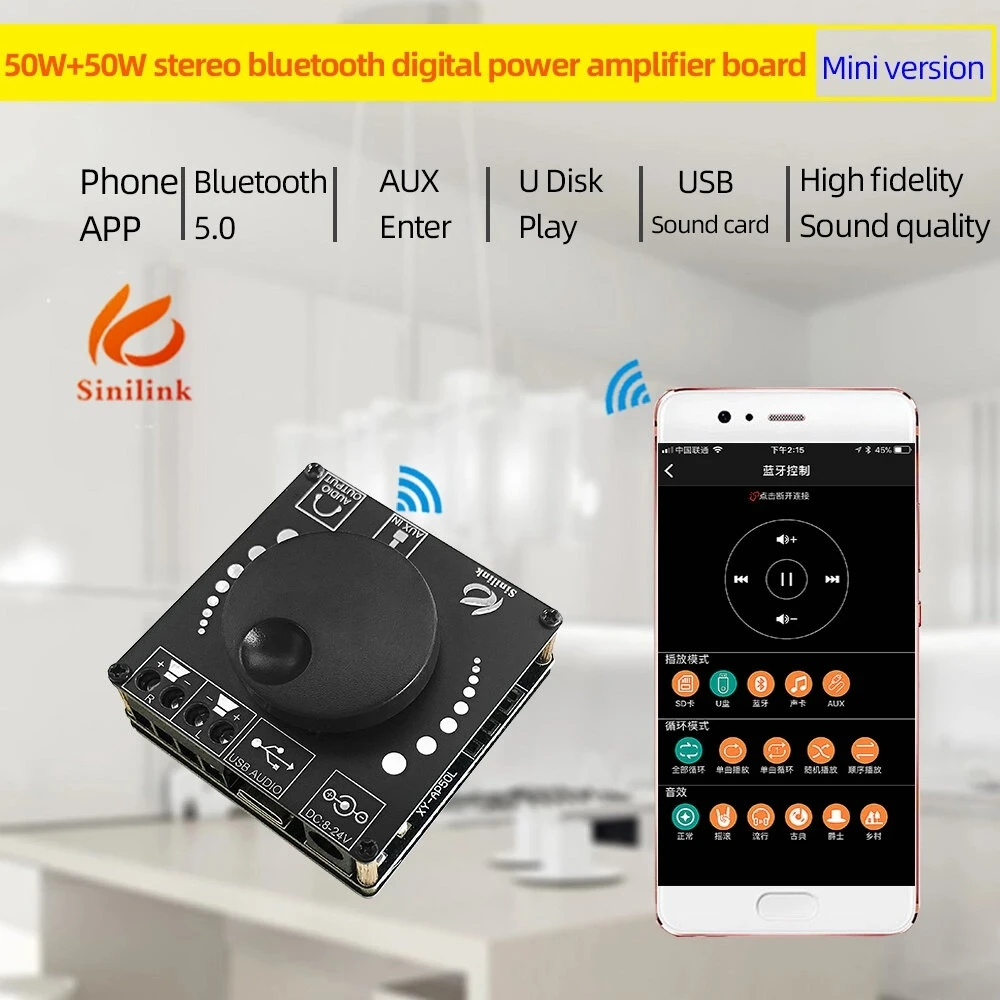 XY-AP50L 50WX2 Mini bluetooth 5.0 Wireless Audio Power Digital Amplifier Board Stereo Amp 3.5MM AUX USB APP
XY-AP50L 50WX2 Mini bluetooth 5.0 Wireless Audio Power Digital Amplifier Board Stereo Amp 3.5MM AUX USB APP