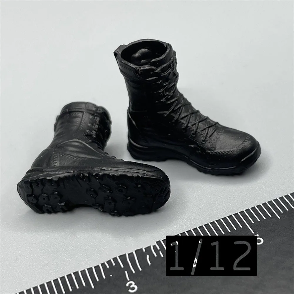 

New Arrival 1/12th DID Pocket Hero Series MI6 Agent Of The British Main Combat War Black Solid Shoes Boots For 6inch Body Doll