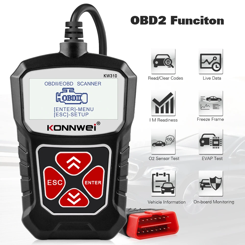 KONNWEI KW310 OBD2 Scanner for Auto OBD 2 Car Diagnostic Tool Automotive Tools Russian Language PK Elm327 | Автомобили и