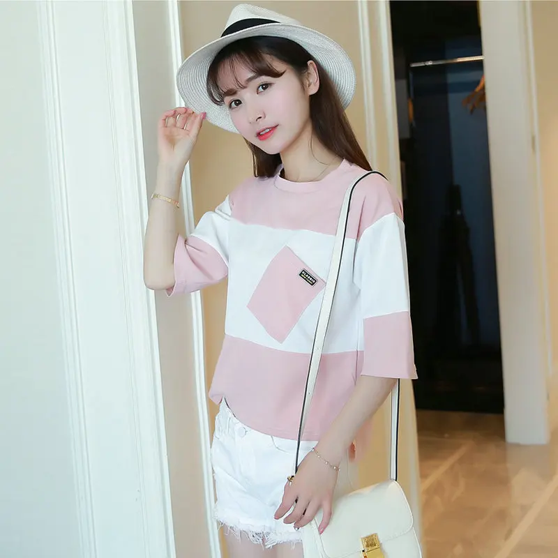 Women's Cotton Striped T Shirts Patchwork Half Sleeve Casual T Shirt 2020 Spring Short Sleeve O-Neck Loose Tops Tees YUPINCIAGA
Women's Cotton Striped T Shirts Patchwork Half Sleeve Casual T Shirt 2020 Spring Short Sleeve O-Neck Loose Tops Tees YUPINCIAGA
