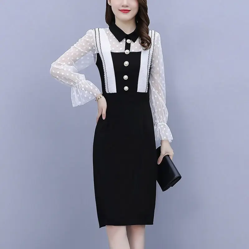 Retro Long Sleeve Stitching Lace Dress 2022 Spring French Lady Korean Trend Business Dress Elegant Slim Clothes M1796
Retro Long Sleeve Stitching Lace Dress 2022 Spring French Lady Korean Trend Business Dress Elegant Slim Clothes M1796
