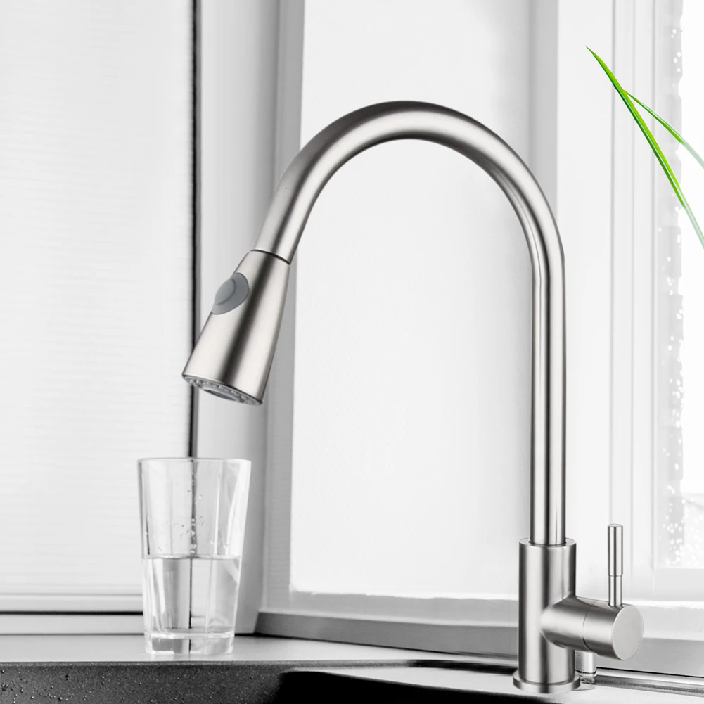 Stainless Steel Kitchen Faucets Single Handle Pull Out Water Tap Single Hole Handle Swivel 360 Degree Water Mixer Tap
Stainless Steel Kitchen Faucets Single Handle Pull Out Water Tap Single Hole Handle Swivel 360 Degree Water Mixer Tap