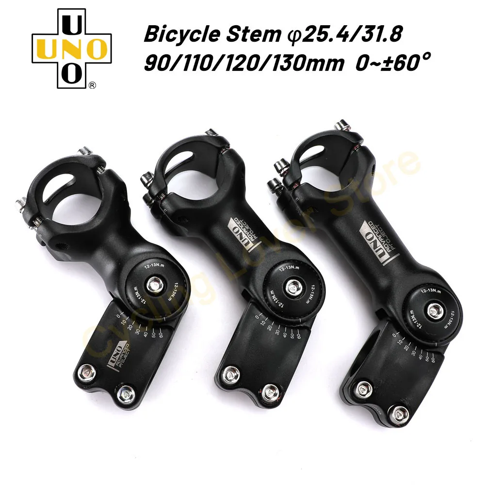 UNO Bike Stem Aluminium Adjustable Bike Stem 25.4/31.8mm Handlebar 90mm 110mm 120mm 130mm Stems for MTB Road Bike Bicycle Stem
UNO Bike Stem Aluminium Adjustable Bike Stem 25.4/31.8mm Handlebar 90mm 110mm 120mm 130mm Stems for MTB Road Bike Bicycle Stem