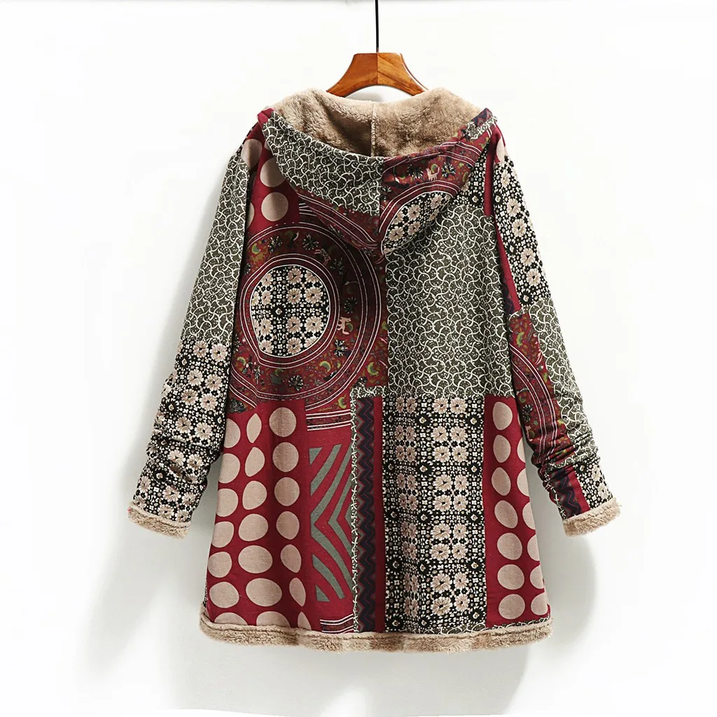 Winter Women's Hooded Coat with Pocket Cashmere Thick Splicing Plus Jacket Retro Long Sleeve Loose Cotton Linen Printed Coat
Winter Women's Hooded Coat with Pocket Cashmere Thick Splicing Plus Jacket Retro Long Sleeve Loose Cotton Linen Printed Coat