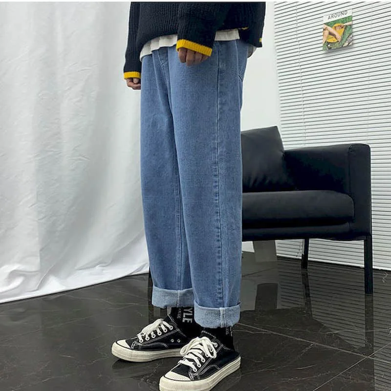 Wide-leg straight jeans men women fall winter loose casual rope trousers male students Korean all-match pants trend streetwear
Wide-leg straight jeans men women fall winter loose casual rope trousers male students Korean all-match pants trend streetwear