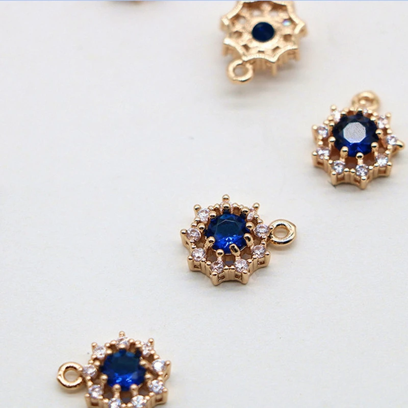 New True Gold Plated Copper 10MM Colorful Zircon Flower Pendant Necklace Charms DIY Earrings Findings Jewelry Making
New True Gold Plated Copper 10MM Colorful Zircon Flower Pendant Necklace Charms DIY Earrings Findings Jewelry Making