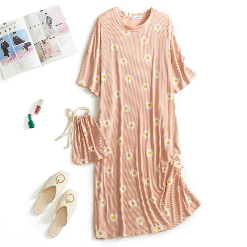 Summer Daisy Lengthened Plus Size Nightdress Short-Sleeved Modal Loose Pregnant Women Nightgown Women Sleepwear Pyjama Set
Summer Daisy Lengthened Plus Size Nightdress Short-Sleeved Modal Loose Pregnant Women Nightgown Women Sleepwear Pyjama Set