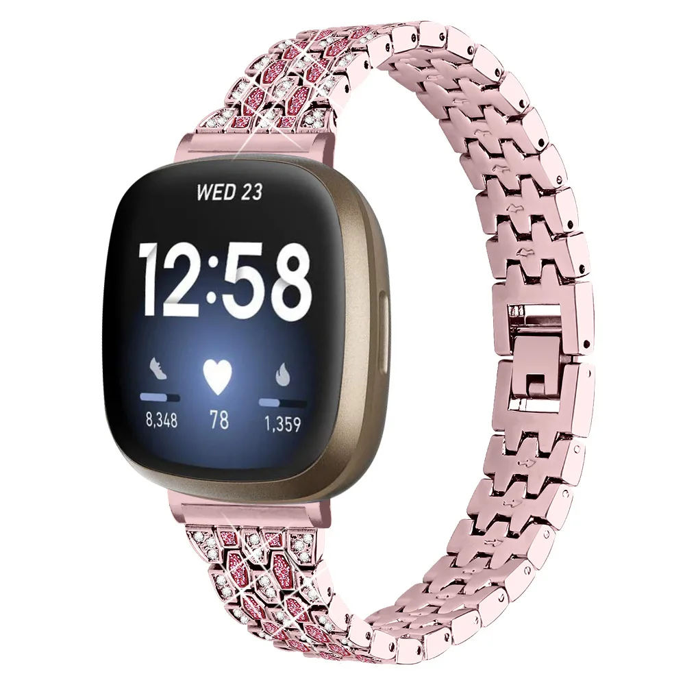 Бриллиантовый браслет из нержавеющей стали для Fitbit Versa 3 металлический роскошный