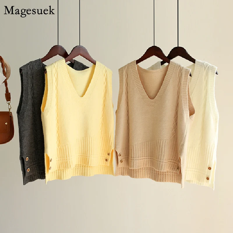 Autumn Winter New Loose Wool Vest Sweaters Pullover Vintage Solid Knitted Sweater Vest Women Office Lady V Neck Knit Vest 17427
Autumn Winter New Loose Wool Vest Sweaters Pullover Vintage Solid Knitted Sweater Vest Women Office Lady V Neck Knit Vest 17427