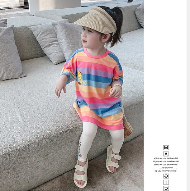 Chidren Girl Summer New Clothes Toddler Baby Fashion Cartoon Smiley Pretty T-shirt Kid Girls Sweet Casual Stripe Tops
Chidren Girl Summer New Clothes Toddler Baby Fashion Cartoon Smiley Pretty T-shirt Kid Girls Sweet Casual Stripe Tops