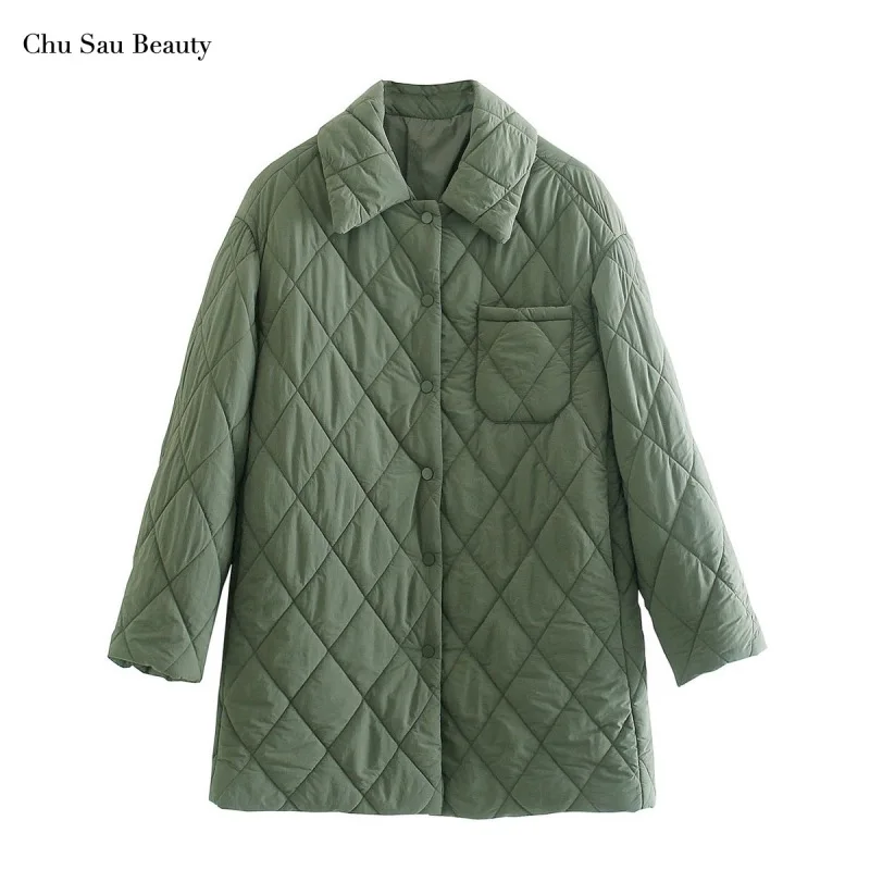 2021 Women's New Retro Lapel Long-Sleeved Thickened Rhombus Cotton Jacket, Quilted Single-Breasted Coat, Chic Women's Jacket
2021 Women's New Retro Lapel Long-Sleeved Thickened Rhombus Cotton Jacket, Quilted Single-Breasted Coat, Chic Women's Jacket