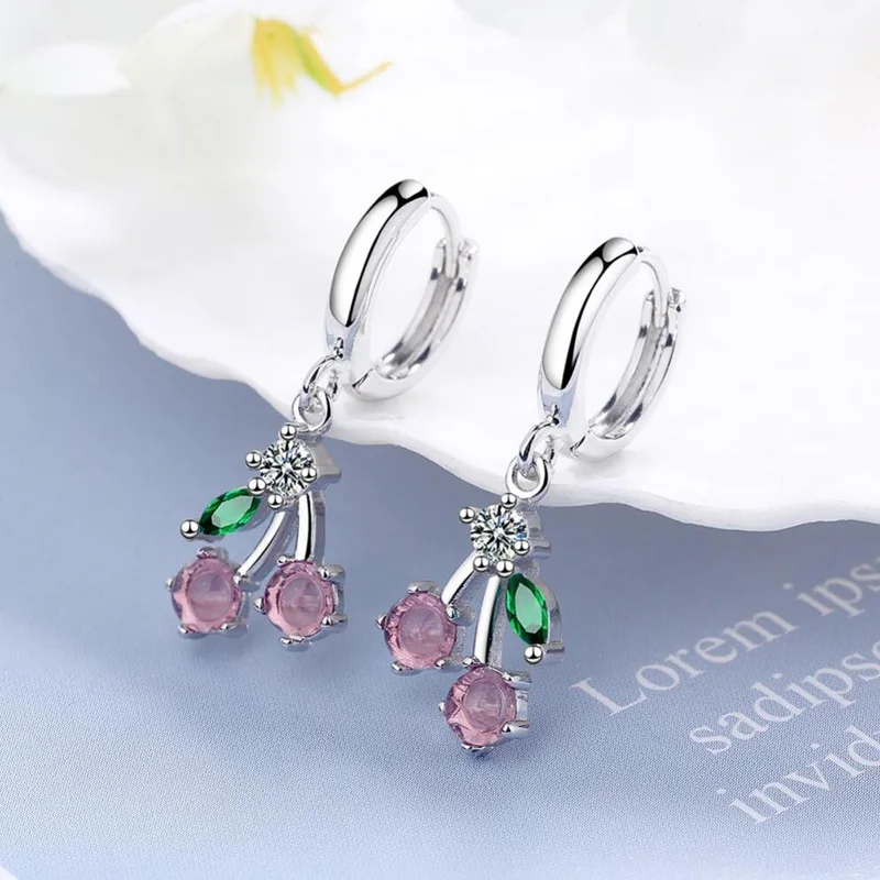 DIYI 2021 Earrings Women Cherry Jewelry Cute Pink Zircon Hoop Earring Girl Valentine's Day Accessories Hot
DIYI 2021 Earrings Women Cherry Jewelry Cute Pink Zircon Hoop Earring Girl Valentine's Day Accessories Hot