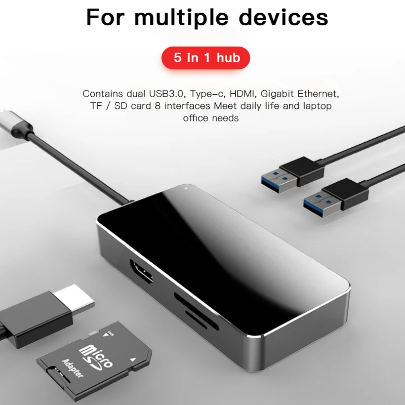Кабельный концентратор Type-C для HDMI 4K порт USB 3 0 LAN устройство чтения SD/TF карт