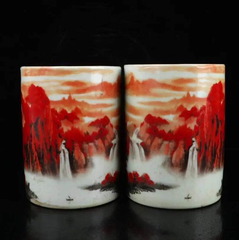 China Pastel ceramic landscape Pen holder crafts statue A pair
China Pastel ceramic landscape Pen holder crafts statue A pair
