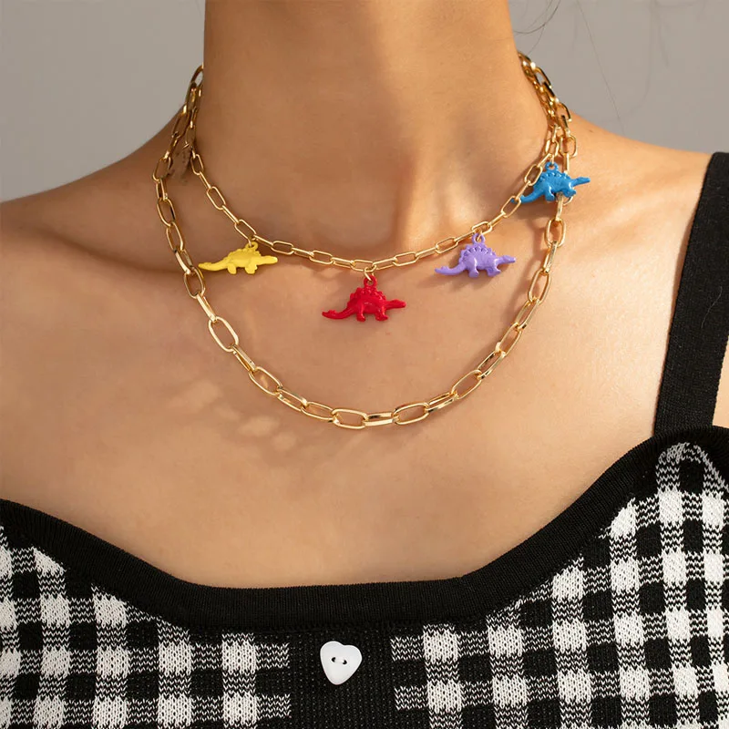 1PC Punk Cute Metal Small Dinosaur Chain Necklace For Women Men Trendy Hiphop Colorful Graffiti Animal Pendant Choker Jewelry
1PC Punk Cute Metal Small Dinosaur Chain Necklace For Women Men Trendy Hiphop Colorful Graffiti Animal Pendant Choker Jewelry