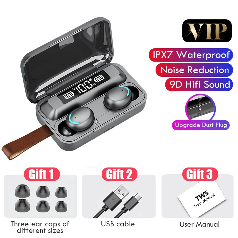 TWS Bluetooth 5.0 Earphones 2200mAh Charging Box Wireless Headphone 9D Stereo Sports Waterproof Earbuds Headsets With Microphone
TWS Bluetooth 5.0 Earphones 2200mAh Charging Box Wireless Headphone 9D Stereo Sports Waterproof Earbuds Headsets With Microphone