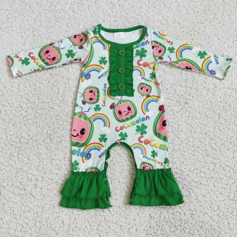 Wholesale St. Patrick's Day Baby Girls Rainbow Clothing Ruffle Clover Pants Green Jumpsuit Kids Spring Romper Toddler Clothes
Wholesale St. Patrick's Day Baby Girls Rainbow Clothing Ruffle Clover Pants Green Jumpsuit Kids Spring Romper Toddler Clothes